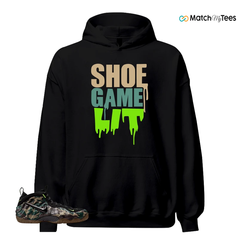 NIKE AIR FOAMPOSITE PRO GREEN CAMO SNEAKER Matching Tees hoodie