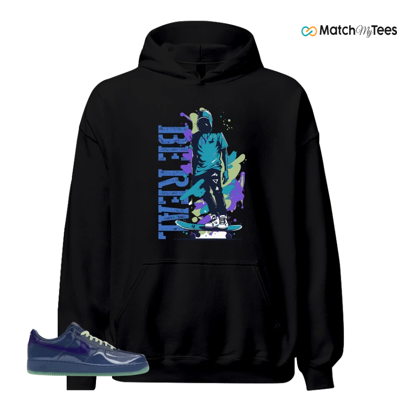 NIKE AIR FORCE 1 LOW PATENT LEATHER MYSTIC NAVY GRAPE ICE SNEAKER Matching Tees hoodie