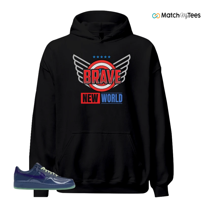 NIKE AIR FORCE 1 LOW PATENT LEATHER MYSTIC NAVY GRAPE ICE SNEAKER Matching Tees hoodie