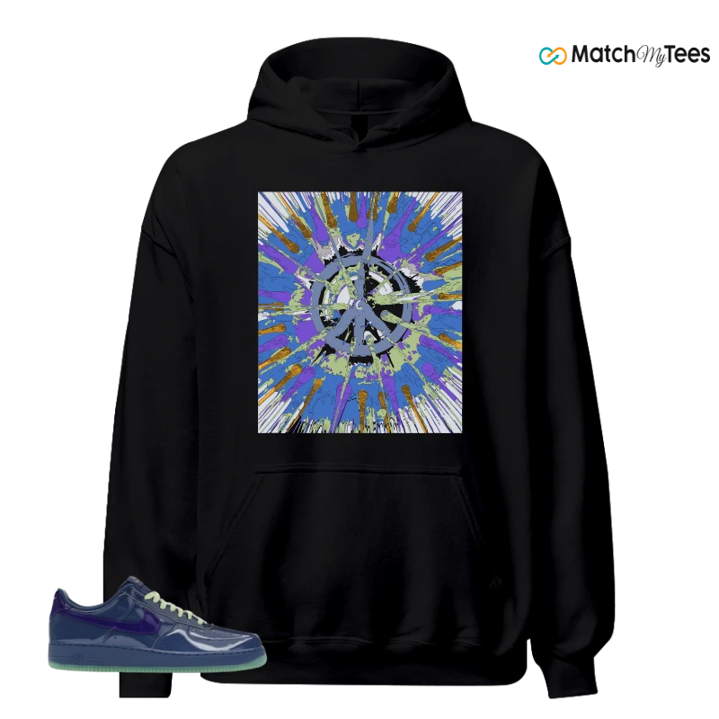 NIKE AIR FORCE 1 LOW PATENT LEATHER MYSTIC NAVY GRAPE ICE SNEAKER Matching Tees hoodie