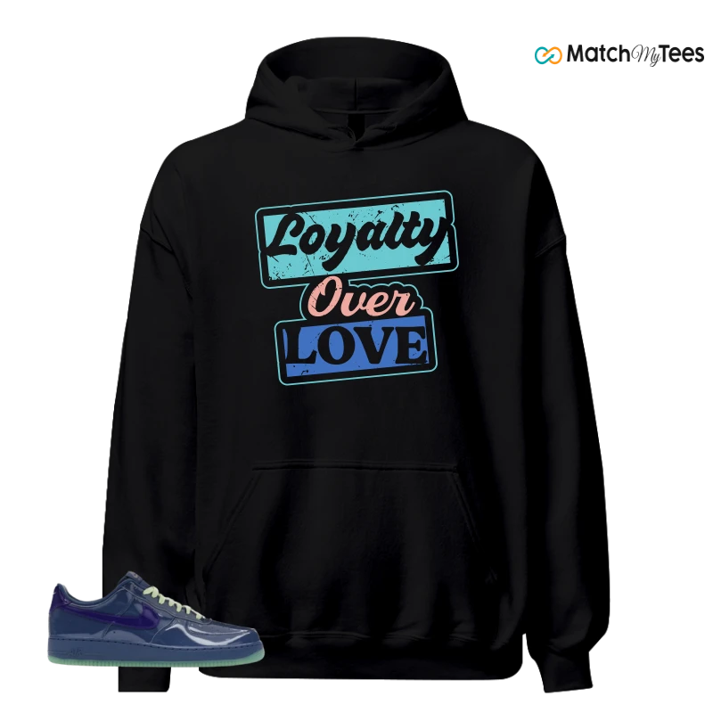 NIKE AIR FORCE 1 LOW PATENT LEATHER MYSTIC NAVY GRAPE ICE SNEAKER Matching Tees hoodie