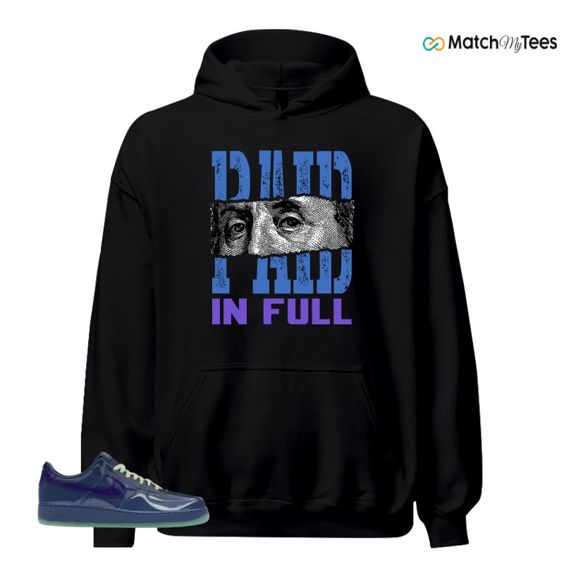 NIKE AIR FORCE 1 LOW PATENT LEATHER MYSTIC NAVY GRAPE ICE SNEAKER Matching Tees hoodie
