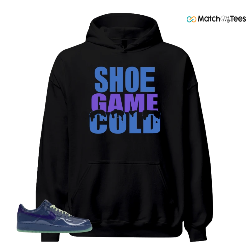 NIKE AIR FORCE 1 LOW PATENT LEATHER MYSTIC NAVY GRAPE ICE SNEAKER Matching Tees hoodie
