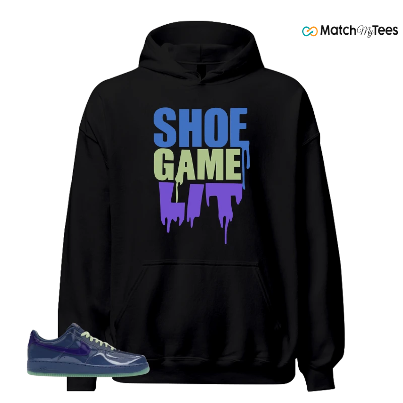 NIKE AIR FORCE 1 LOW PATENT LEATHER MYSTIC NAVY GRAPE ICE SNEAKER Matching Tees hoodie