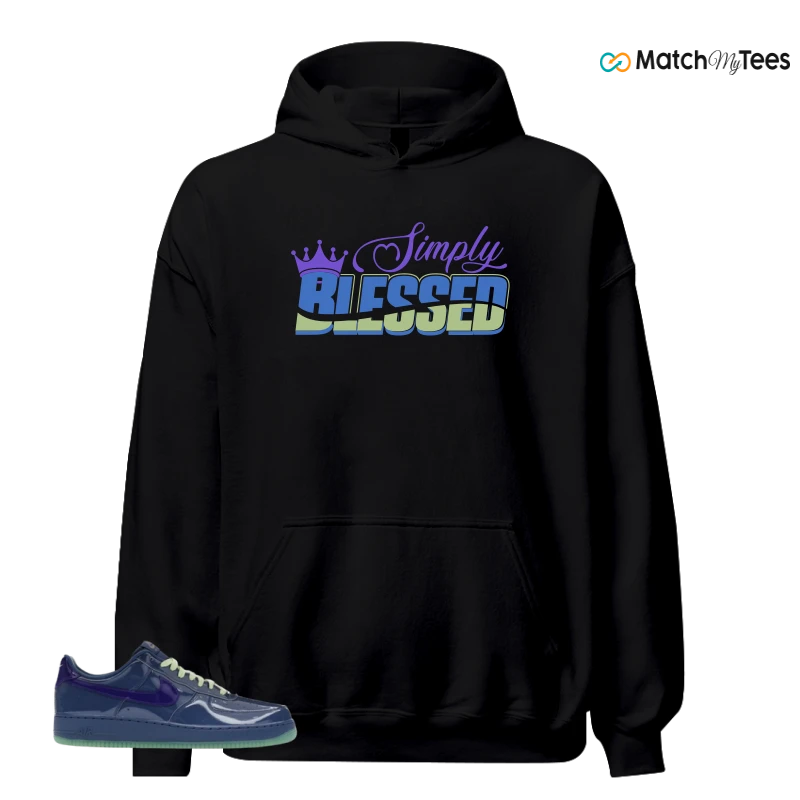 NIKE AIR FORCE 1 LOW PATENT LEATHER MYSTIC NAVY GRAPE ICE SNEAKER Matching Tees hoodie