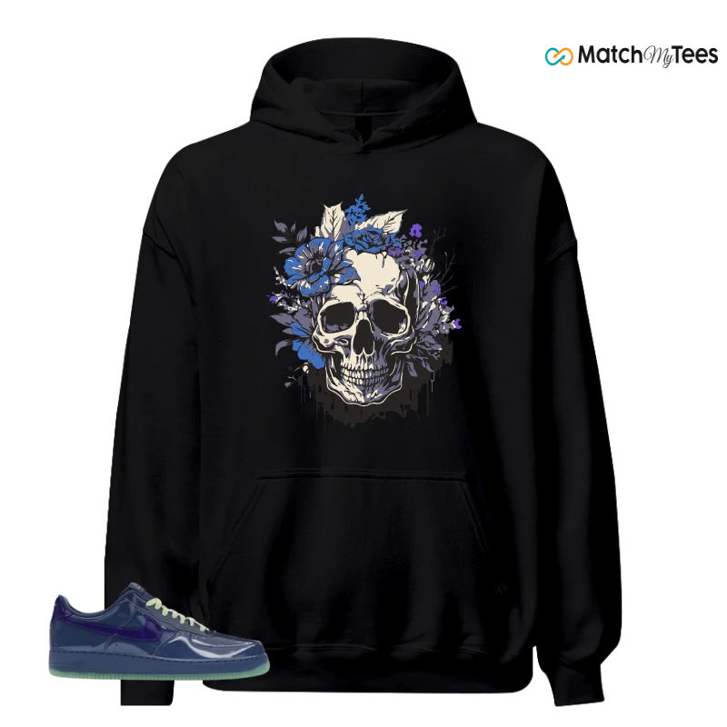 NIKE AIR FORCE 1 LOW PATENT LEATHER MYSTIC NAVY GRAPE ICE SNEAKER Matching Tees hoodie