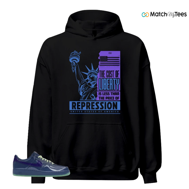 NIKE AIR FORCE 1 LOW PATENT LEATHER MYSTIC NAVY GRAPE ICE SNEAKER Matching Tees hoodie