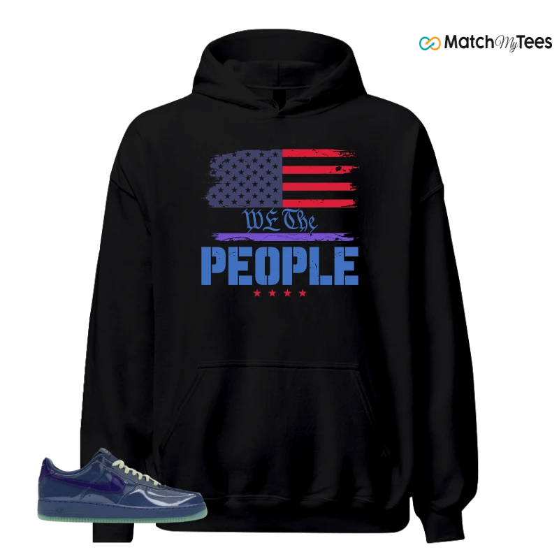 NIKE AIR FORCE 1 LOW PATENT LEATHER MYSTIC NAVY GRAPE ICE SNEAKER Matching Tees hoodie