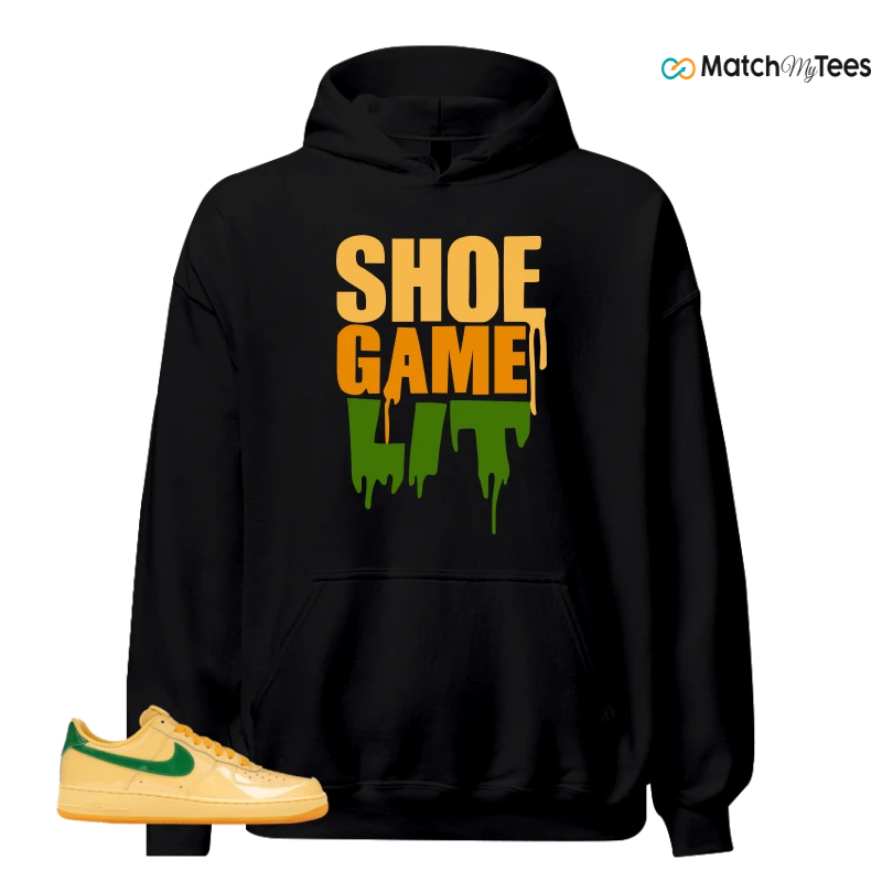 NIKE AIR FORCE 1 LOW PATENT LEATHER TOPAZ GOLD SNEAKER Matching Tees hoodie