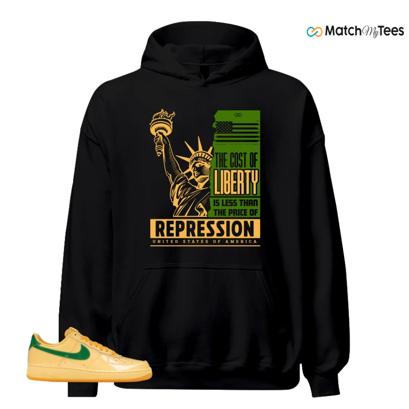 NIKE AIR FORCE 1 LOW PATENT LEATHER TOPAZ GOLD SNEAKER Matching Tees hoodie