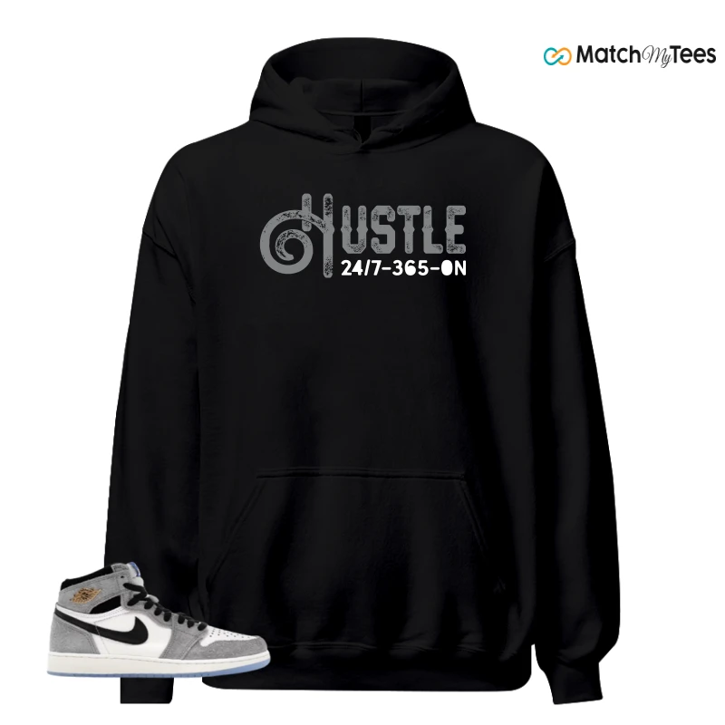 NIKE AIR JORDAN 1 HIGH COOL GREY SNEAKER/COOL GREY/GAME ROYAL/BLACK matching Hoodie