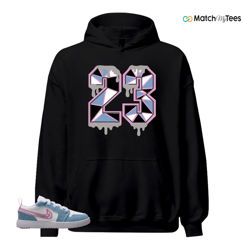 NIKE AIR JORDAN 1 LOW GS DENIM SEQUIN SNEAKER Matching Tees hoodie