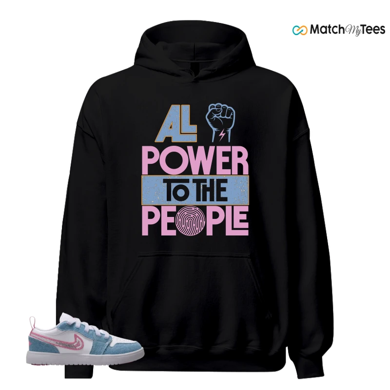 NIKE AIR JORDAN 1 LOW GS DENIM SEQUIN SNEAKER Matching Tees hoodie