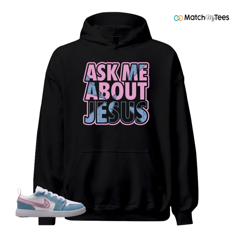 NIKE AIR JORDAN 1 LOW GS DENIM SEQUIN SNEAKER Matching Tees hoodie