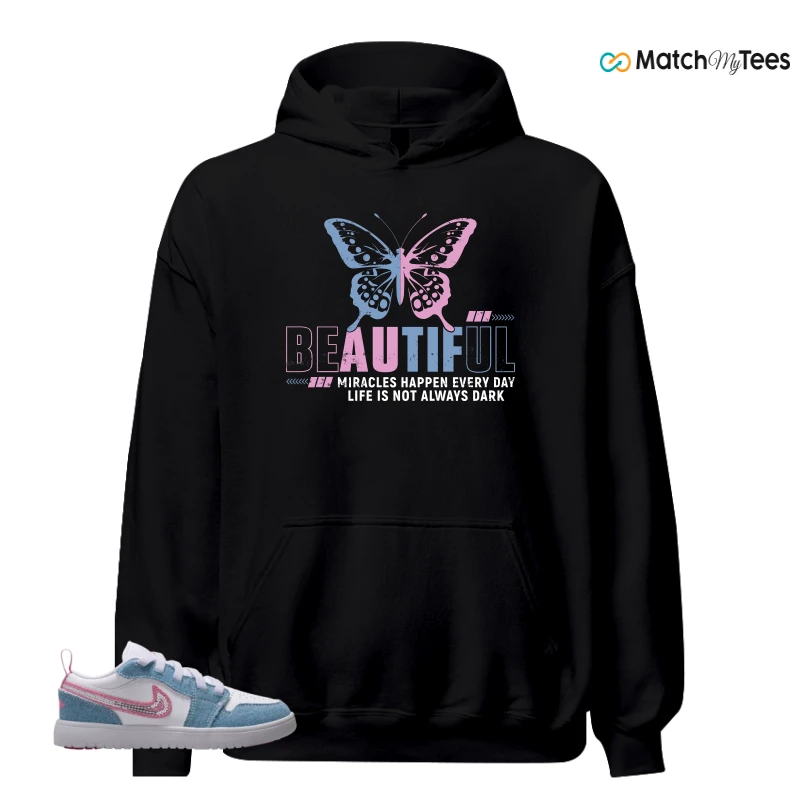 NIKE AIR JORDAN 1 LOW GS DENIM SEQUIN SNEAKER Matching Tees hoodie