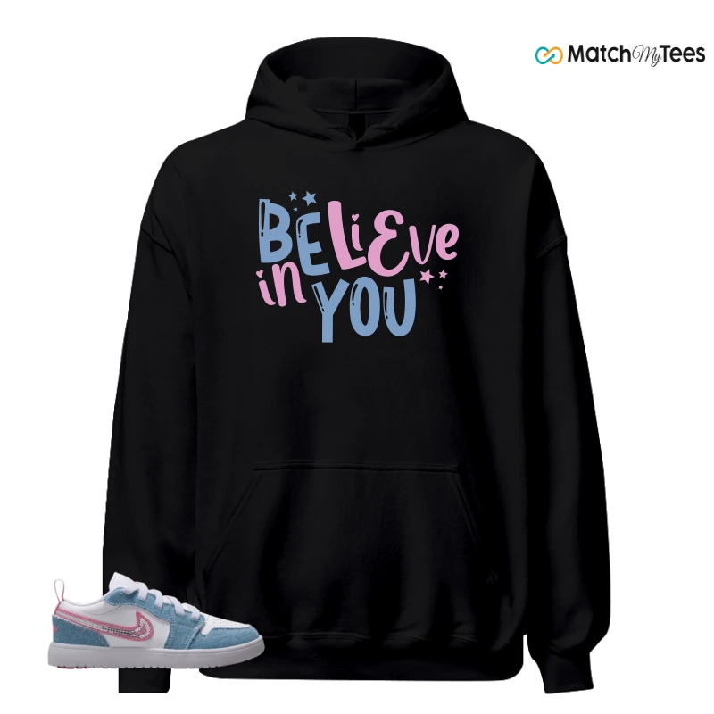 NIKE AIR JORDAN 1 LOW GS DENIM SEQUIN SNEAKER Matching Tees hoodie