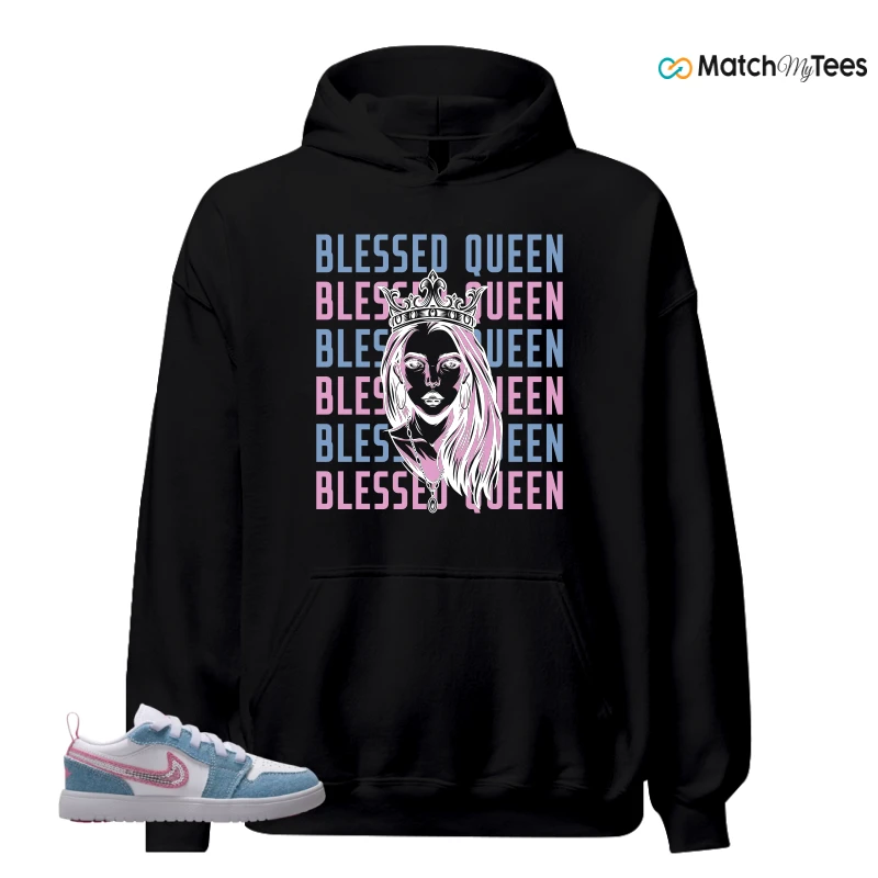 NIKE AIR JORDAN 1 LOW GS DENIM SEQUIN SNEAKER Matching Tees hoodie
