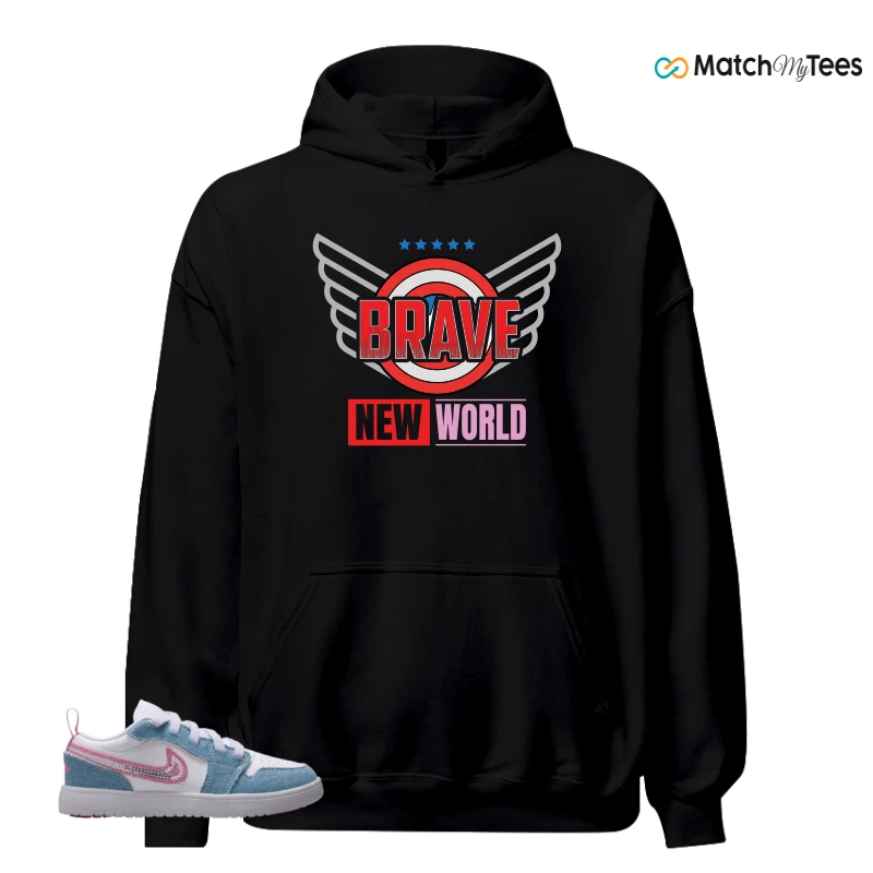 NIKE AIR JORDAN 1 LOW GS DENIM SEQUIN SNEAKER Matching Tees hoodie