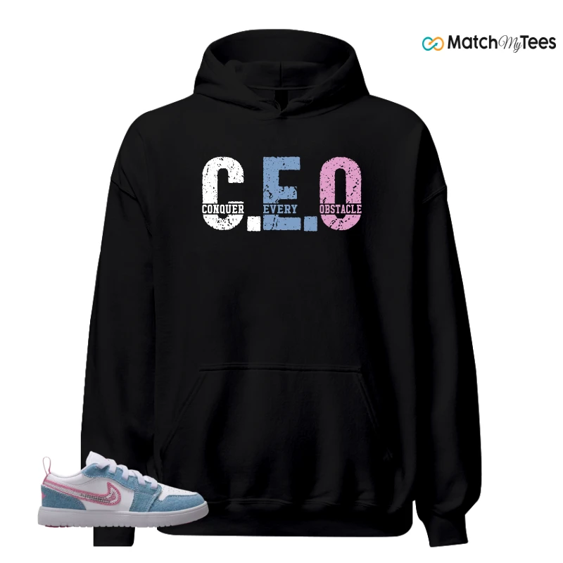 NIKE AIR JORDAN 1 LOW GS DENIM SEQUIN SNEAKER Matching Tees hoodie