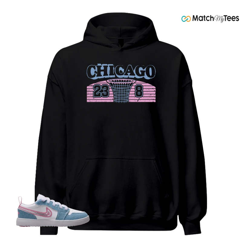 NIKE AIR JORDAN 1 LOW GS DENIM SEQUIN SNEAKER Matching Tees hoodie