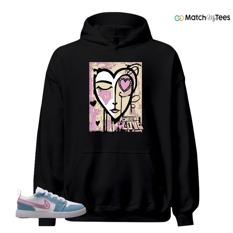 NIKE AIR JORDAN 1 LOW GS DENIM SEQUIN SNEAKER Matching Tees hoodie