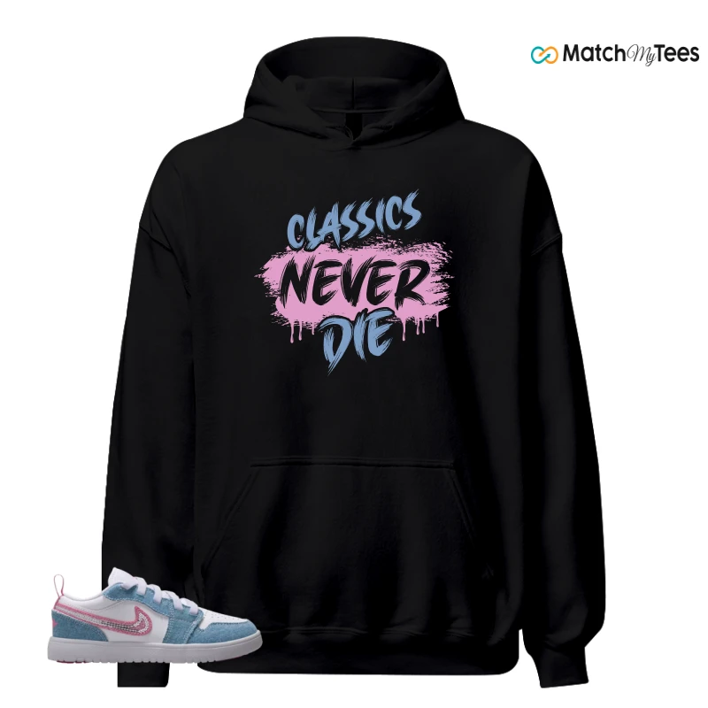 NIKE AIR JORDAN 1 LOW GS DENIM SEQUIN SNEAKER Matching Tees hoodie