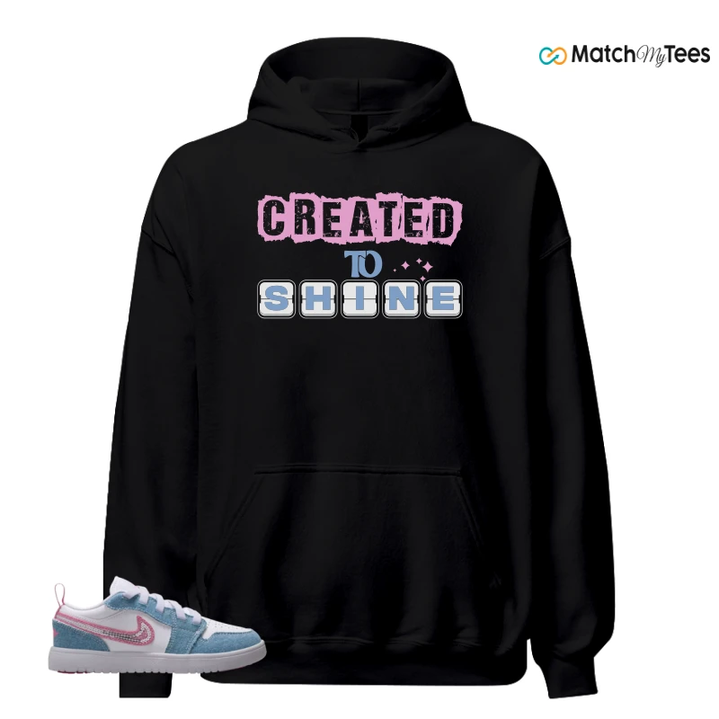 NIKE AIR JORDAN 1 LOW GS DENIM SEQUIN SNEAKER Matching Tees hoodie