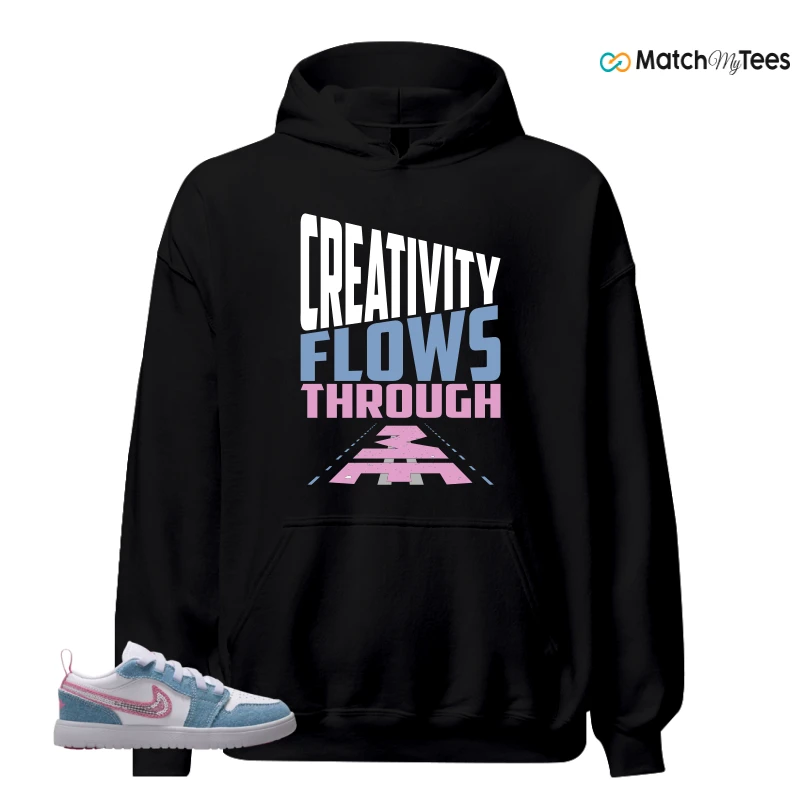 NIKE AIR JORDAN 1 LOW GS DENIM SEQUIN SNEAKER Matching Tees hoodie
