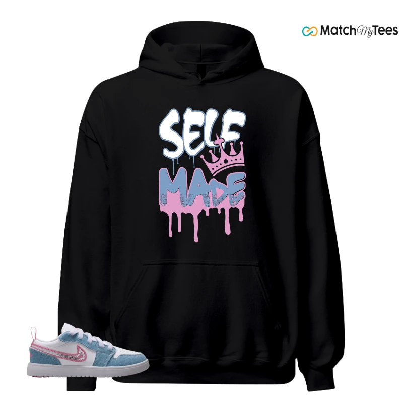 NIKE AIR JORDAN 1 LOW GS DENIM SEQUIN SNEAKER Matching Tees hoodie