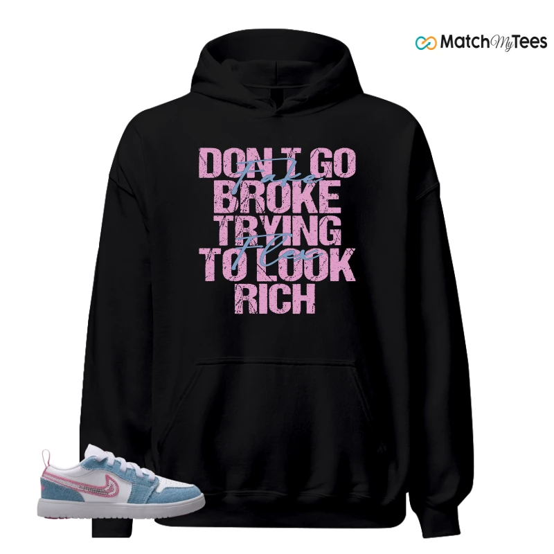 NIKE AIR JORDAN 1 LOW GS DENIM SEQUIN SNEAKER Matching Tees hoodie