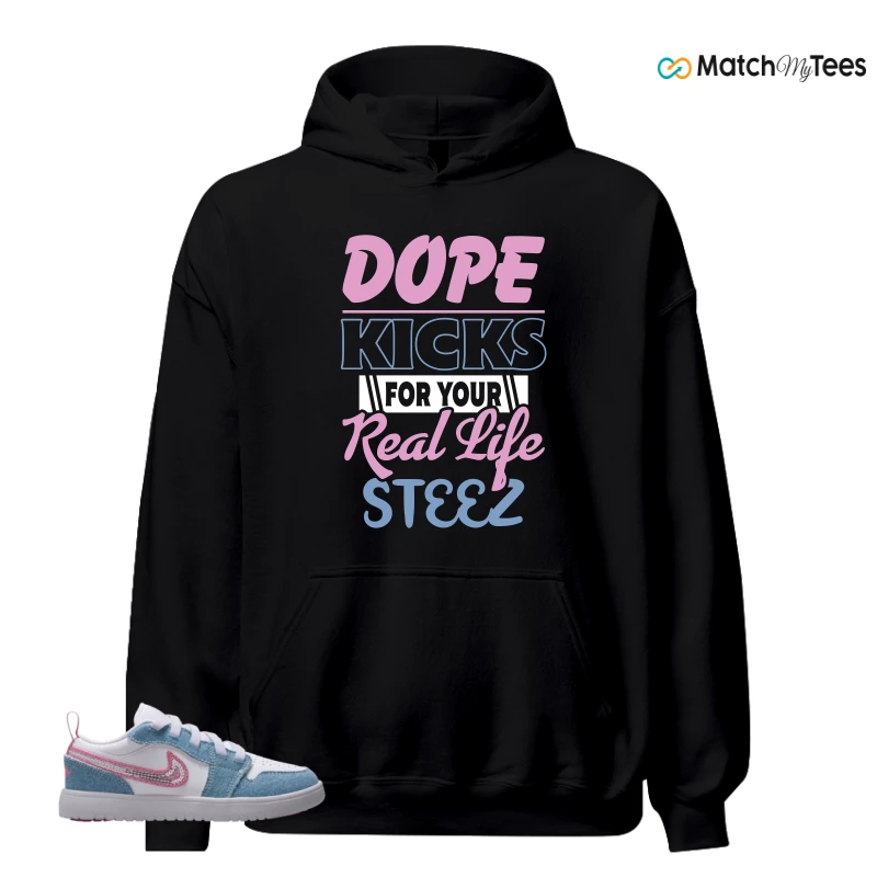 NIKE AIR JORDAN 1 LOW GS DENIM SEQUIN SNEAKER Matching Tees hoodie