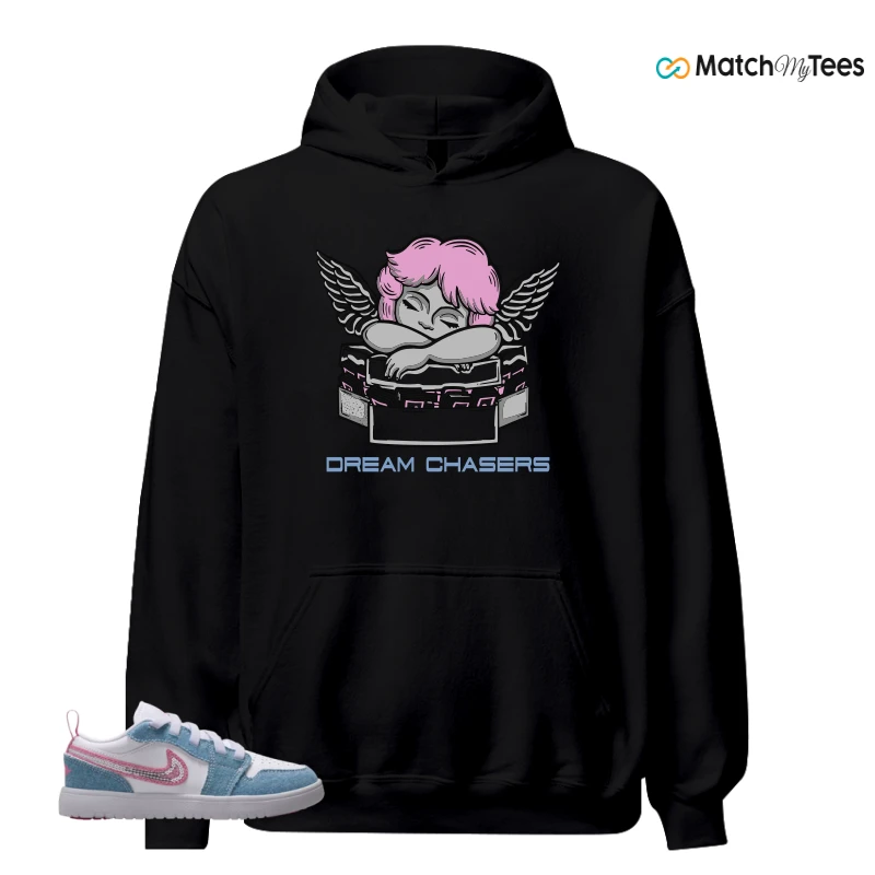 NIKE AIR JORDAN 1 LOW GS DENIM SEQUIN SNEAKER Matching Tees hoodie