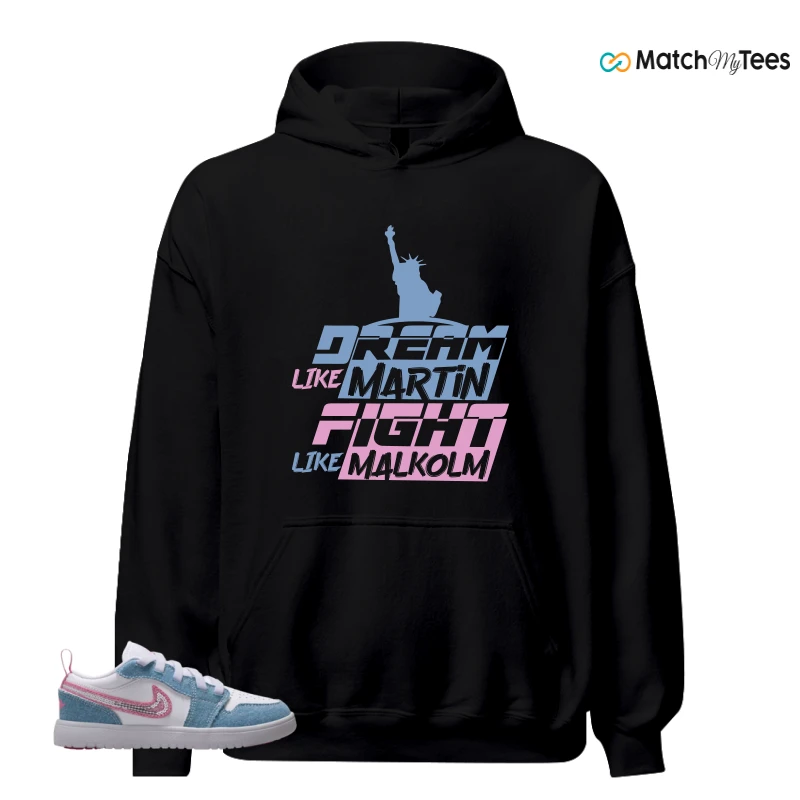 NIKE AIR JORDAN 1 LOW GS DENIM SEQUIN SNEAKER Matching Tees hoodie