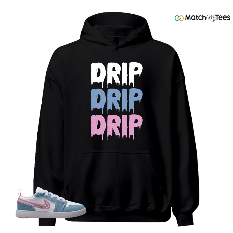 NIKE AIR JORDAN 1 LOW GS DENIM SEQUIN SNEAKER Matching Tees hoodie