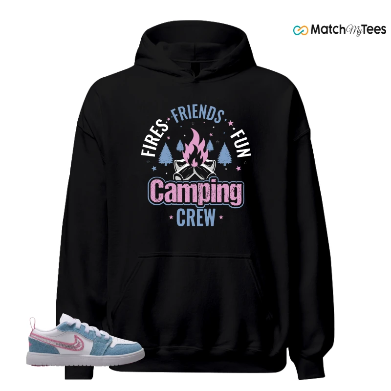 NIKE AIR JORDAN 1 LOW GS DENIM SEQUIN SNEAKER Matching Tees hoodie