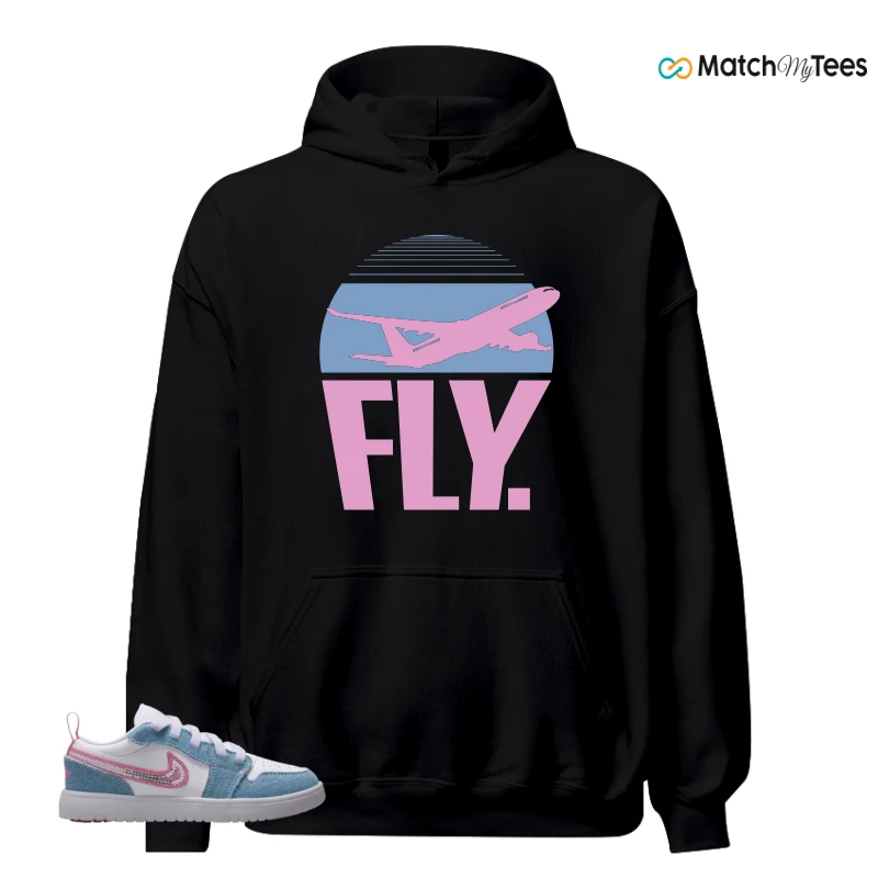 NIKE AIR JORDAN 1 LOW GS DENIM SEQUIN SNEAKER Matching Tees hoodie