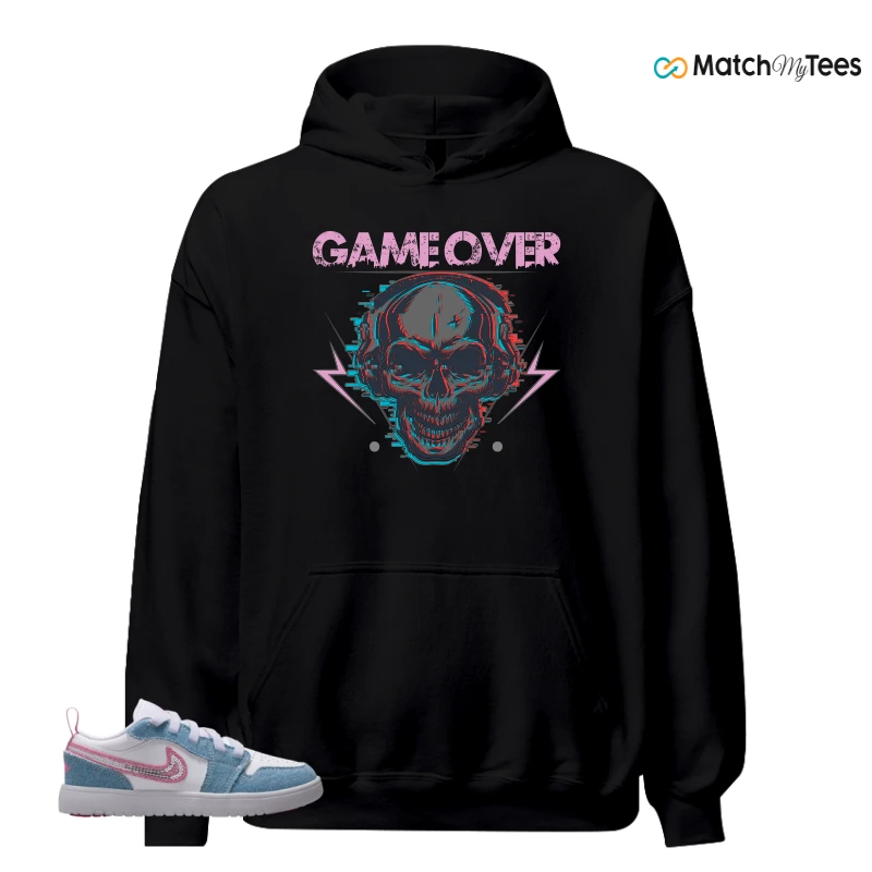 NIKE AIR JORDAN 1 LOW GS DENIM SEQUIN SNEAKER Matching Tees hoodie