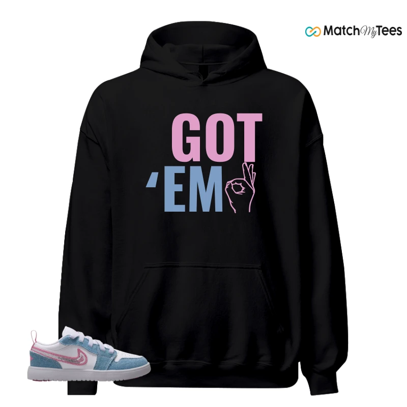 NIKE AIR JORDAN 1 LOW GS DENIM SEQUIN SNEAKER Matching Tees hoodie