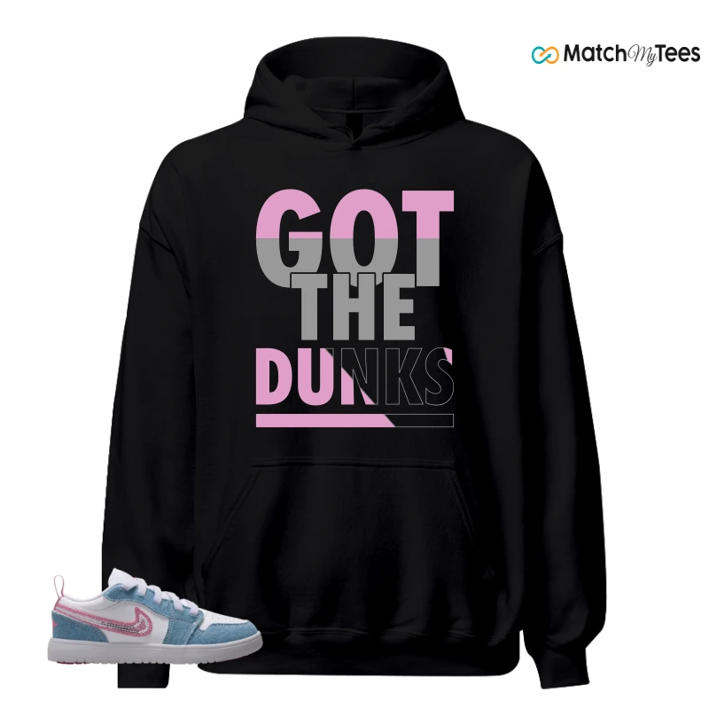 NIKE AIR JORDAN 1 LOW GS DENIM SEQUIN SNEAKER Matching Tees hoodie