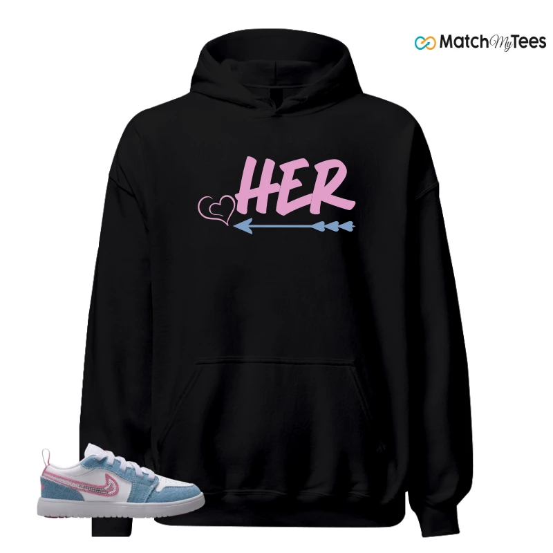 NIKE AIR JORDAN 1 LOW GS DENIM SEQUIN SNEAKER Matching Tees hoodie