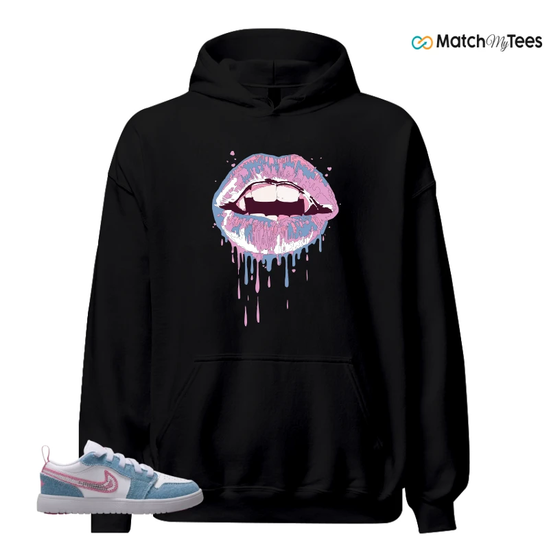NIKE AIR JORDAN 1 LOW GS DENIM SEQUIN SNEAKER Matching Tees hoodie