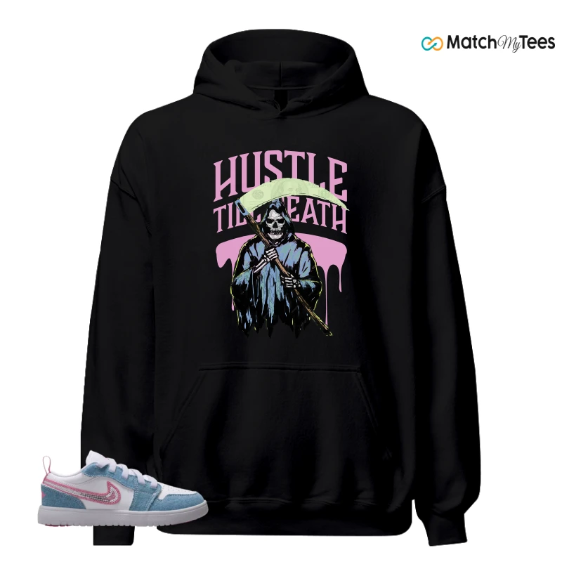 NIKE AIR JORDAN 1 LOW GS DENIM SEQUIN SNEAKER Matching Tees hoodie