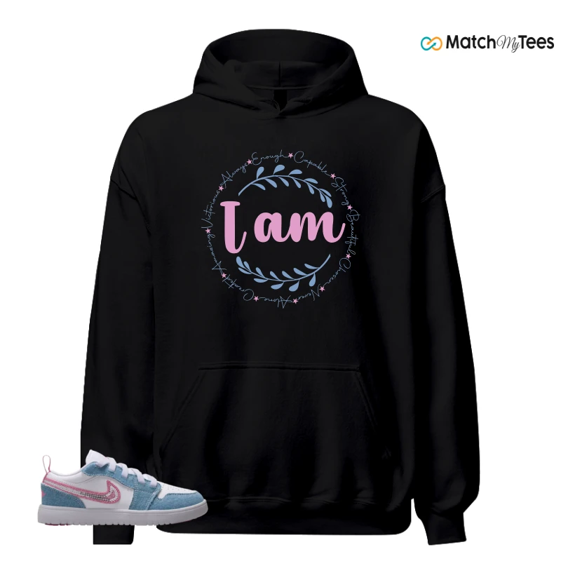 NIKE AIR JORDAN 1 LOW GS DENIM SEQUIN SNEAKER Matching Tees hoodie