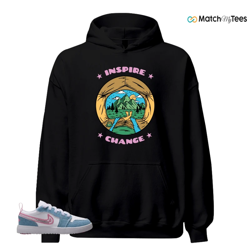 NIKE AIR JORDAN 1 LOW GS DENIM SEQUIN SNEAKER Matching Tees hoodie