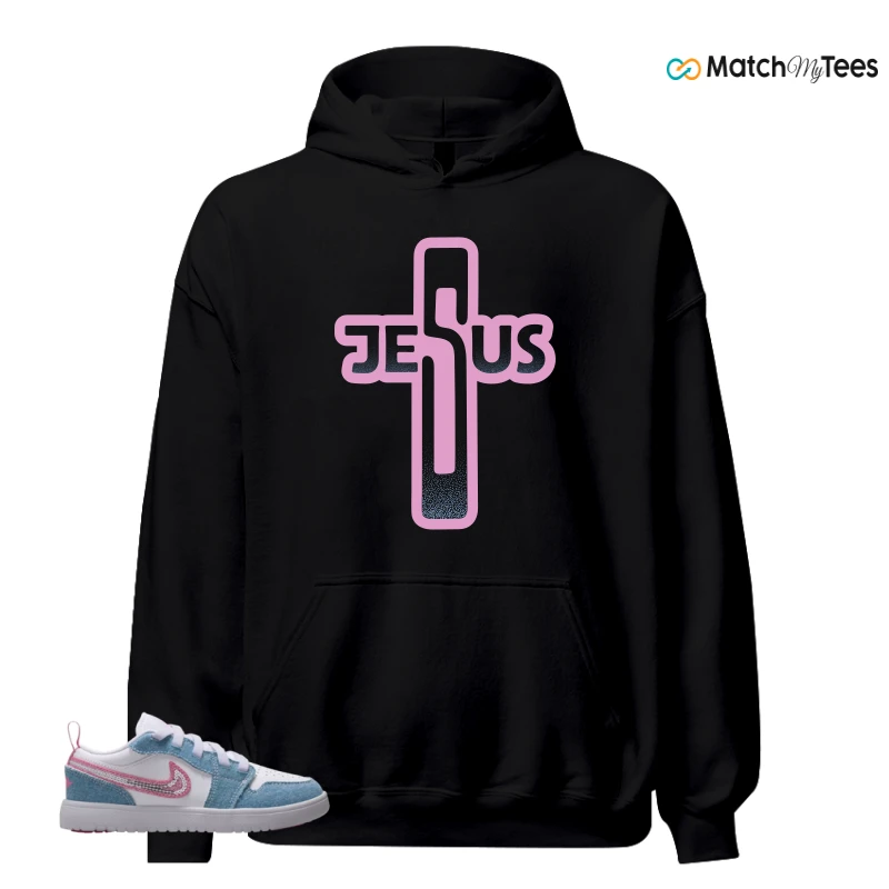 NIKE AIR JORDAN 1 LOW GS DENIM SEQUIN SNEAKER Matching Tees hoodie