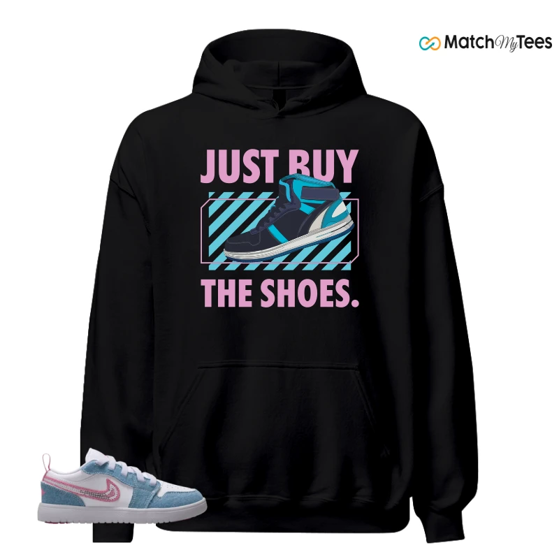 NIKE AIR JORDAN 1 LOW GS DENIM SEQUIN SNEAKER Matching Tees hoodie