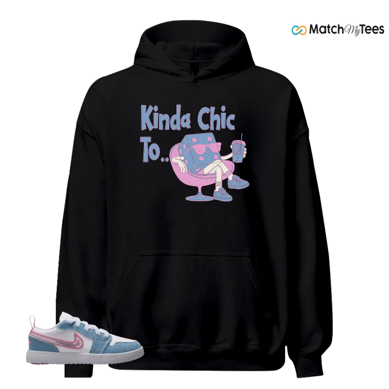 NIKE AIR JORDAN 1 LOW GS DENIM SEQUIN SNEAKER Matching Tees hoodie