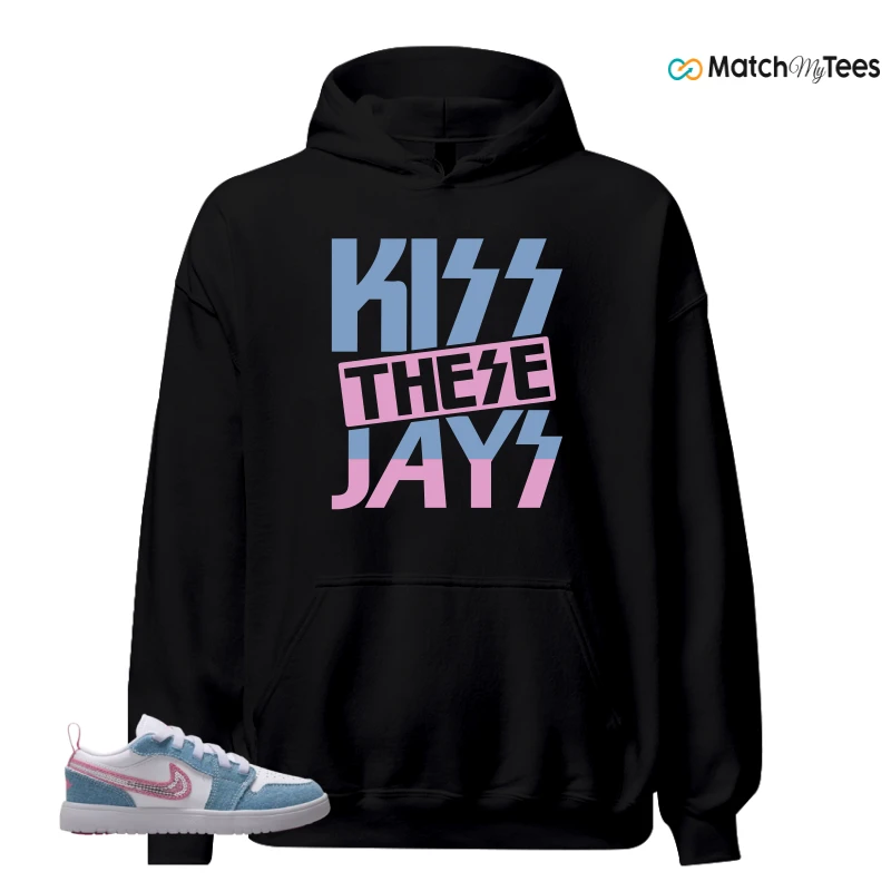 NIKE AIR JORDAN 1 LOW GS DENIM SEQUIN SNEAKER Matching Tees hoodie