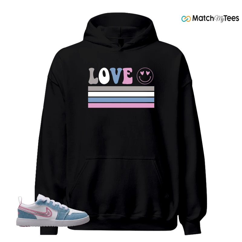 NIKE AIR JORDAN 1 LOW GS DENIM SEQUIN SNEAKER Matching Tees hoodie