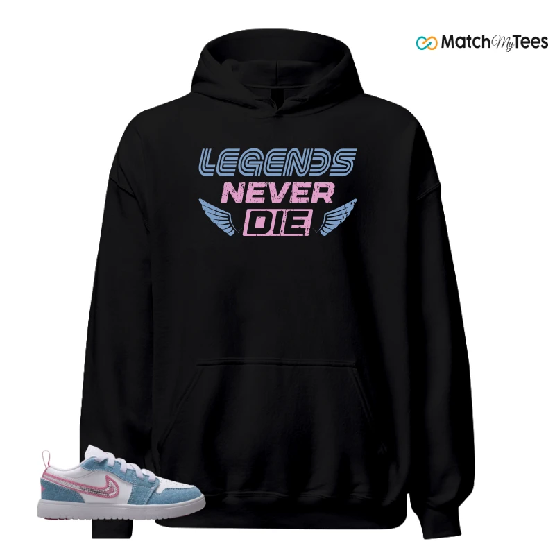 NIKE AIR JORDAN 1 LOW GS DENIM SEQUIN SNEAKER Matching Tees hoodie
